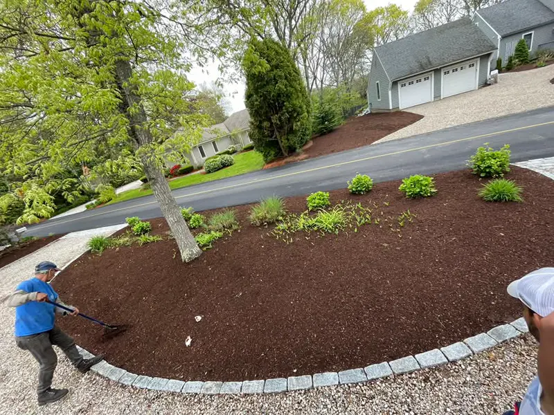 Alex Ferreira crew working on a landscaping project in Cape Cod